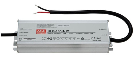 Meanwell HLG-185H-12 Mechanical Diagram HLG-185H-12 price and specs HLG-185H-12A HLG-185H-12B HLG-185H-12AB HLG-185H-12D YCICT