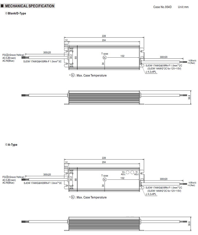 Meanwell HLG-185H Series Mechanical Diagram meanwell HLG-185 series price and specs ac dc led driver power supply ycict