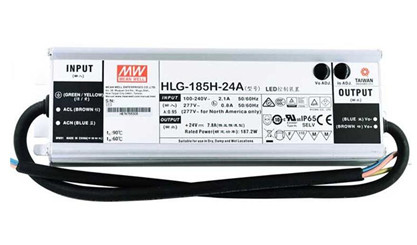 Meanwell HLG-185H-24 Mechanical Diagram HLG-185H-24 price and specs HLG-185H-24A HLG-185H-24B HLG-185H-24AB HLG-185H-24D YCICT