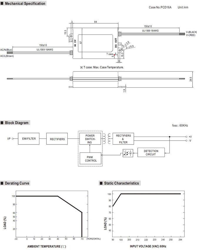 Meanwell APC-35-350 Diagram Meanwell APC-35-350 price and specs 35W AC/DC constant current mode single output LED power ycict