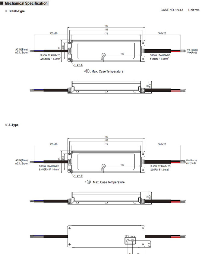 Meanwell ELG-100 Series Mechanical Diagram Meanwell ELG price and specs led driver ycict