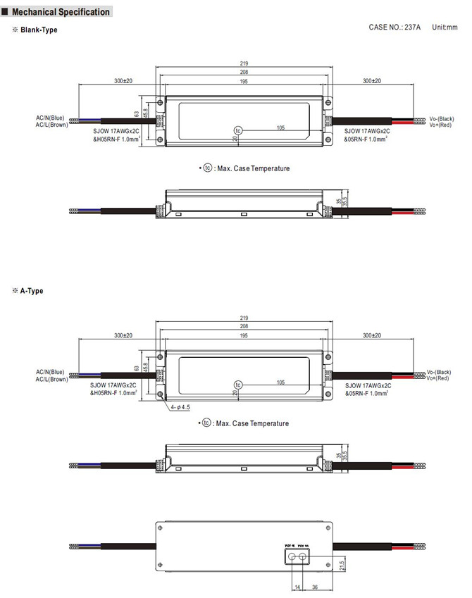 Meanwell ELG-150-54 Mechanical Diagram Meanwell ELG-150-54 price and specs 150w ac dc led driver meanwell elg ycict