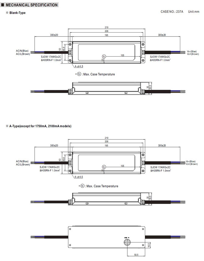 Meanwell ELG-150-C700 Mechanical Diagram Meanwell ELG-150-C700 price and specs ycict