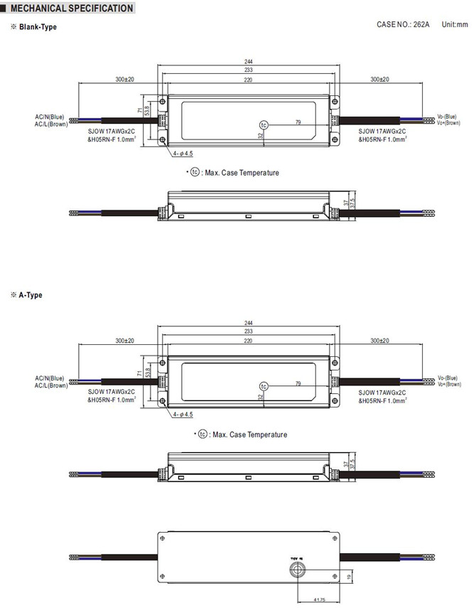 Meanwell ELG-240-C1050 Mechanical Diagram Meanwell ELG-240-C1050 led driver elg-240 series ycict