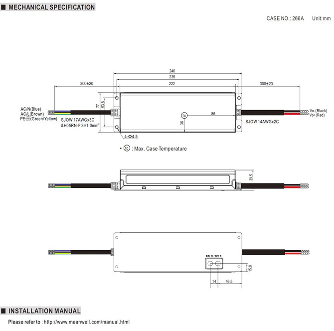 Meanwell ELG-300-24A Mechanical Diagram Meanwell ELG-300 PRICE AND SPECS AC DC LED DRIVER YCICT