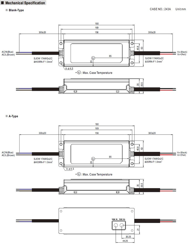 Meanwell ELG-75-48 Mechanical Diagram Meanwell ELG-75-48 price and specs ac dc led driver 75w ycict