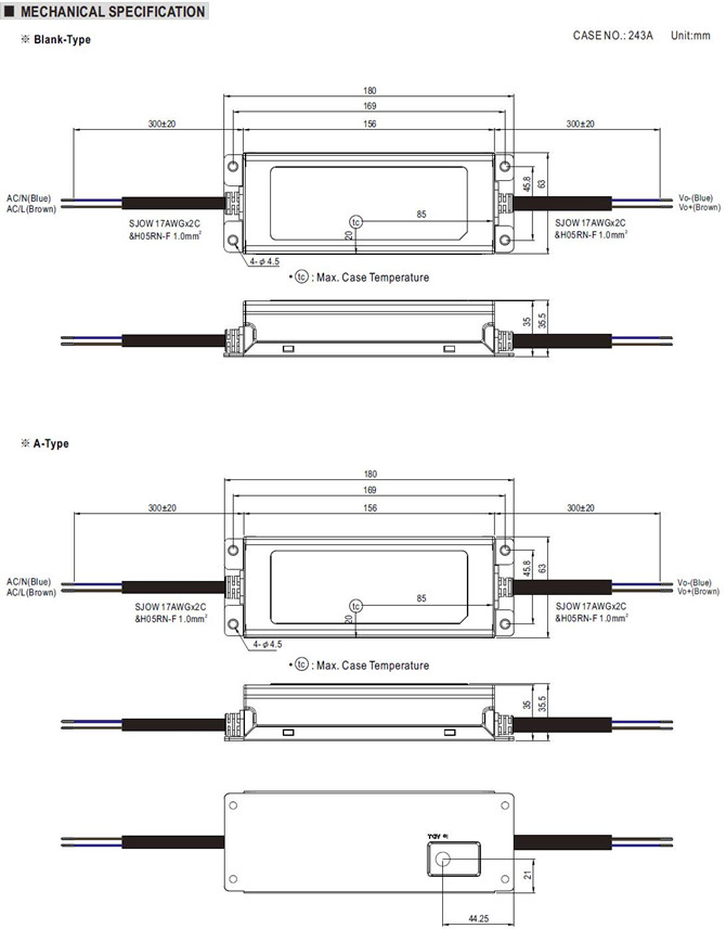 Meanwell ELG-75-C Series Mechanical Diagram Meanwell ELG-75-C Series led driver good price new and original ycict