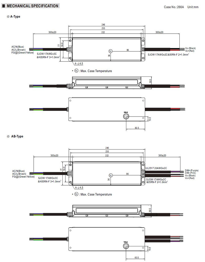 Meanwell ELGC-300 Series Mechanical Diagram Meanwell ELGC series price and specs led driver ycict