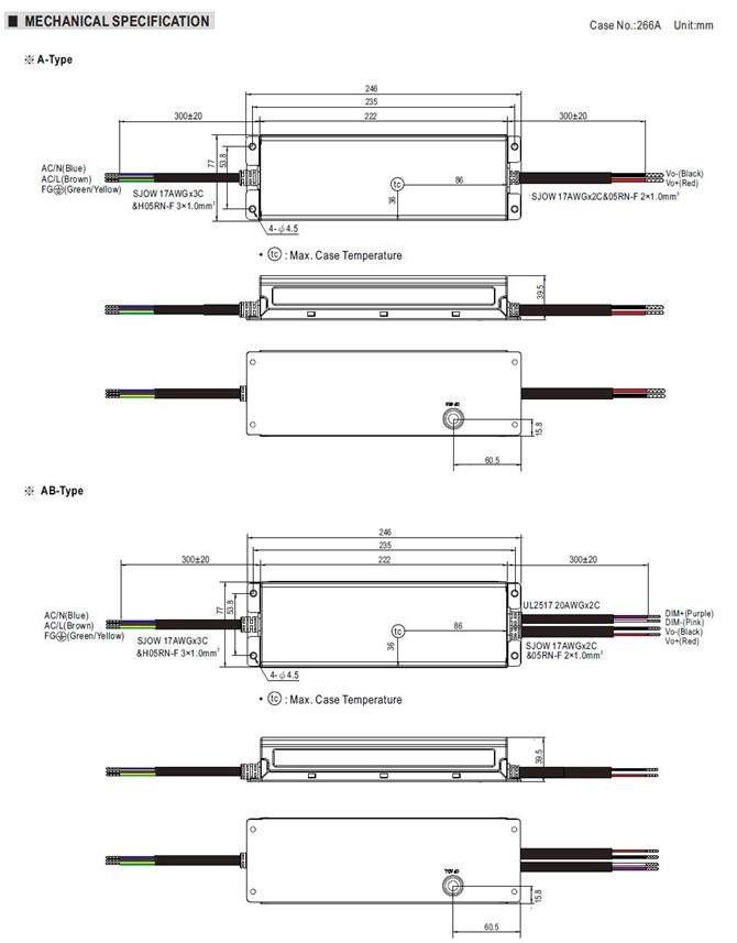 Meanwell ELGC-300-L Mechanical Diagram Meanwell ELGC-300-L led driver 300W LED AC/DC driver ycict