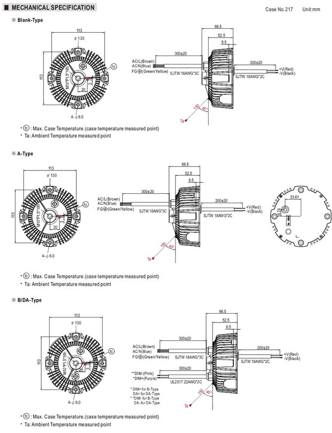 Meanwell HBG-100-24 Mechanical Diagram Meanwell HBG-100-24 PRICE AND SPECS AC DC LED DRIVER Meanwell HBG-100 YCICT