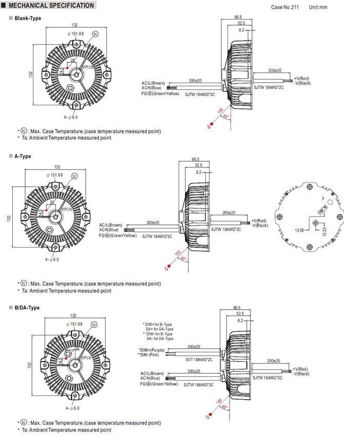 Meanwell HBG-160 Series Mechanical Diagram Meanwell HBG-160 Series price and specs led driver 160w meanwell power supply ycict