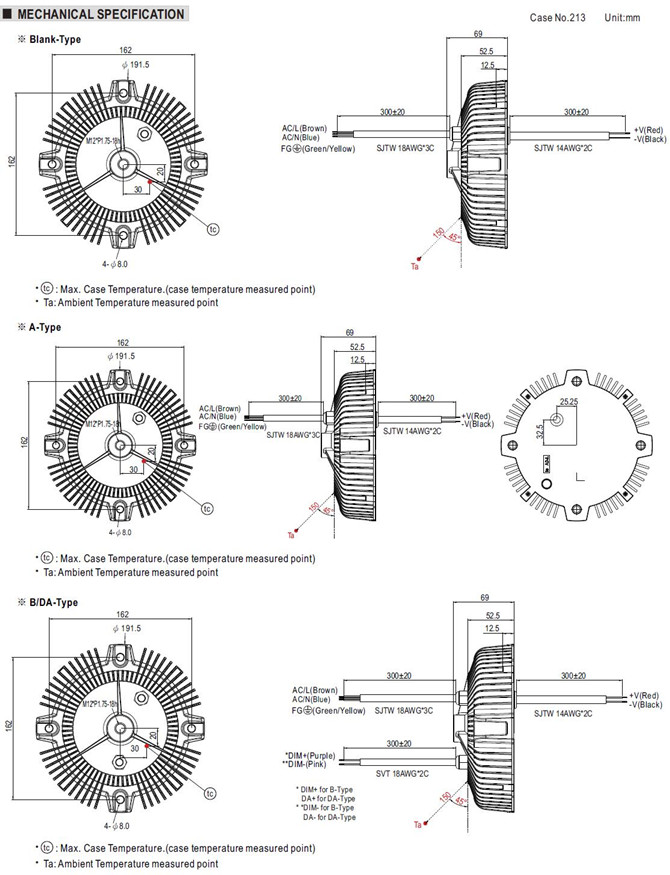 Meanwell HBG-240-60 Mechanical Diagram Meanwell HBG-240-60 price and specs ac dc led driver power supply ycict