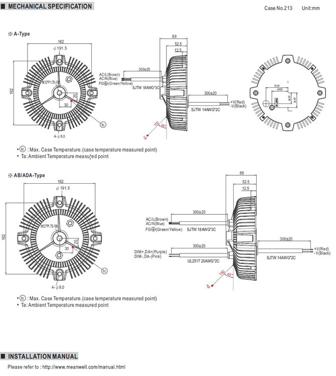 Meanwell HBGC-300-H Mechanical Diagram Meanwell HBGC-300-H price and specs ac dc led driver power supply ycict