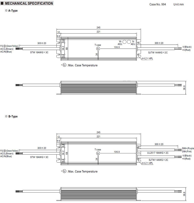 Meanwell HVG-150-36 price and datasheet Constant Voltage Constant Current ac dc LED Driver Power supply HVG-150-36A HVG-150-36B HVG-150-36AB HVG-150-36D YCICT