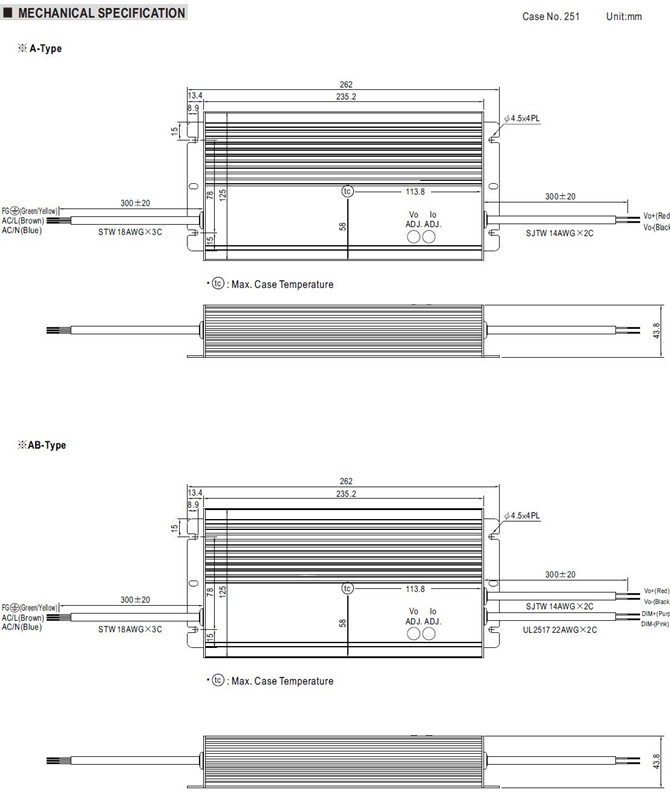 Meanwell HVG-480-42 price and datasheet 480w AC DC LED Driver Power supply HVG-480-42 A B AB Dx D2 type IP67 IP65 YCICT