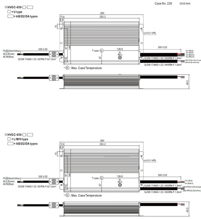 Meanwell HVGC-650-H price and datasheet Constant Power Mode 650W ac dc led driver HVGC-650-M AB Dx D2 DA IP67 YCICT