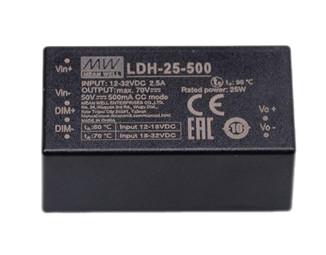 Meanwell LDH-25-500 price and specs 25w DC-DC Step-Up Constant Current LED driver Pin mounted and Lead wire style YCICT