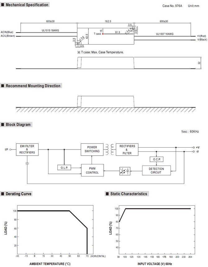 Meanwell LPC-60-1050 price and datasheet Power Supply LPC-60-1050 LPC-60-1400 LPC-60-1750 constant current 60w ycict