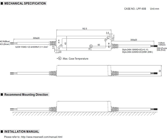 Meanwell LPF-40D Price and datasheet Constant Current Mode AC/DC LED driver LPF-40D-12/15/20/24/30/36/42/48/54 YCICT	