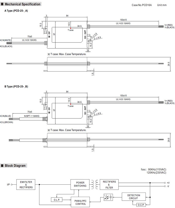 Meanwell PCD-25-700 price and specs 25W AC LED Supply PCD-25-350 PCD-25-700 PCD-25-1050 PCD-25-1400 IP42 design YCICT