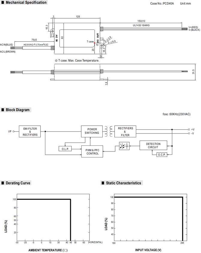 Meanwell PCD-60-700B price and specs 60W Single Output LED PCD-60-500B/700B/1050B/1400B/1750B/2000B/2400B PFC YCICT