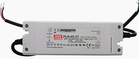 Meanwell PLN-45-27 Price and Specs Single Output LED Power Supply PLN-45-12/15/20/24/27/36/48 45W PFC IP64 LPS YCICT