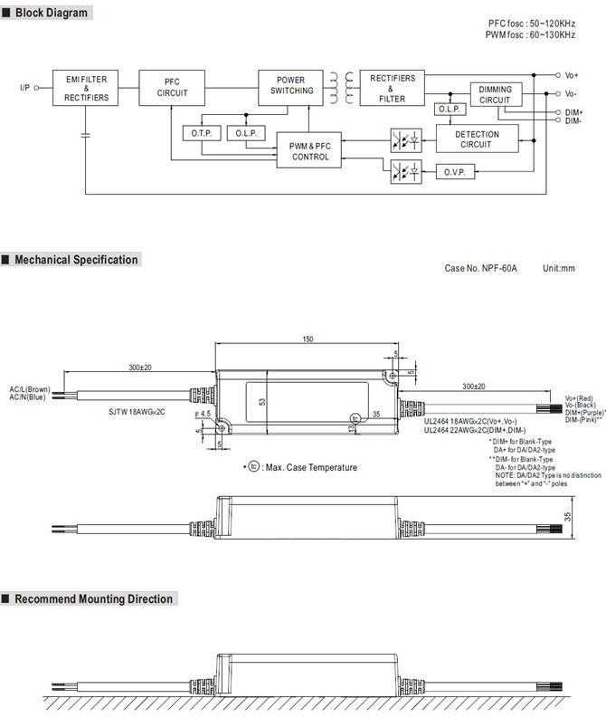 Meanwell PWM-60 Price and Specs Constant Voltage PWM Output LED Driver PWM-60-12 PWM-60-24 PWM-60-36 PWM-60-48 60W YCICT