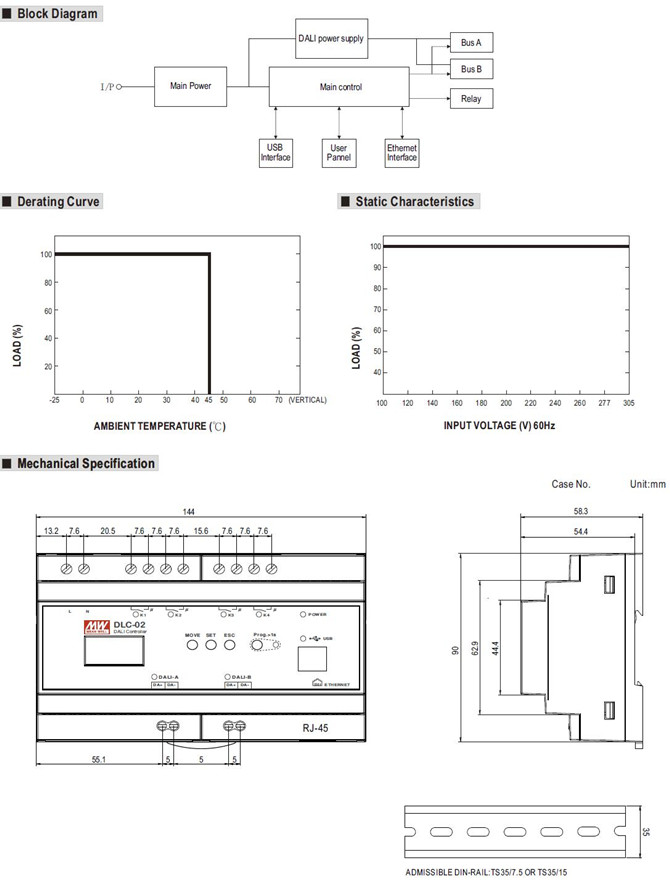 Meanwell DLC-02 price and specs DALI Digital Lighting Controller DALI-2 system from DALI input DALI lighting YCICT