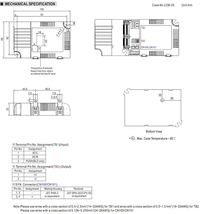 Meanwell LCM-25 Price and datasheet Wireless Lighting Constant Current LED Driver LCM-25 BLE LCM-25 TY1 LCM-25 SVA YCICT