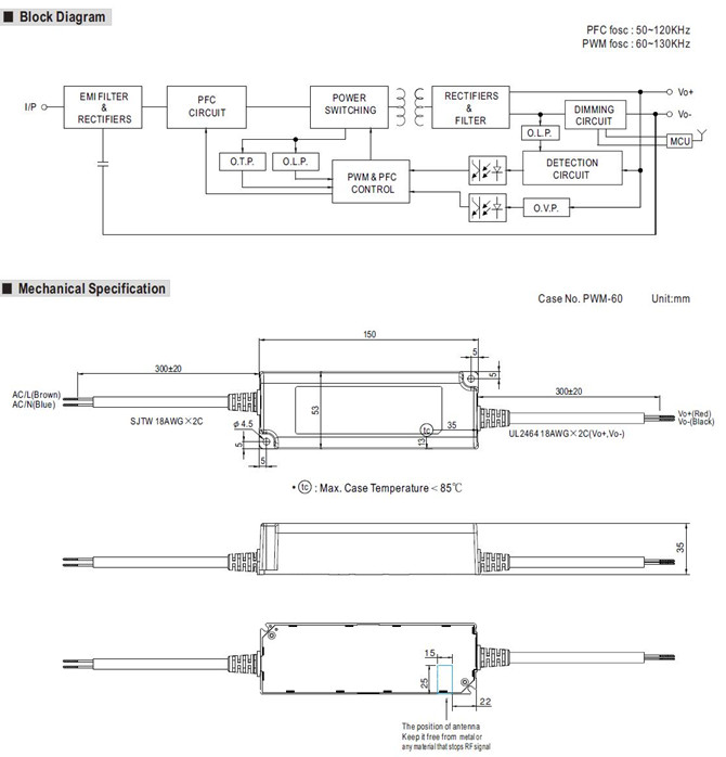 Meanwell PWM-60 price and specs 60W Wireless Lighting Constant Voltage LED Driver PWM-60-12 PWM-60-24 PWM-60-48 YCICT