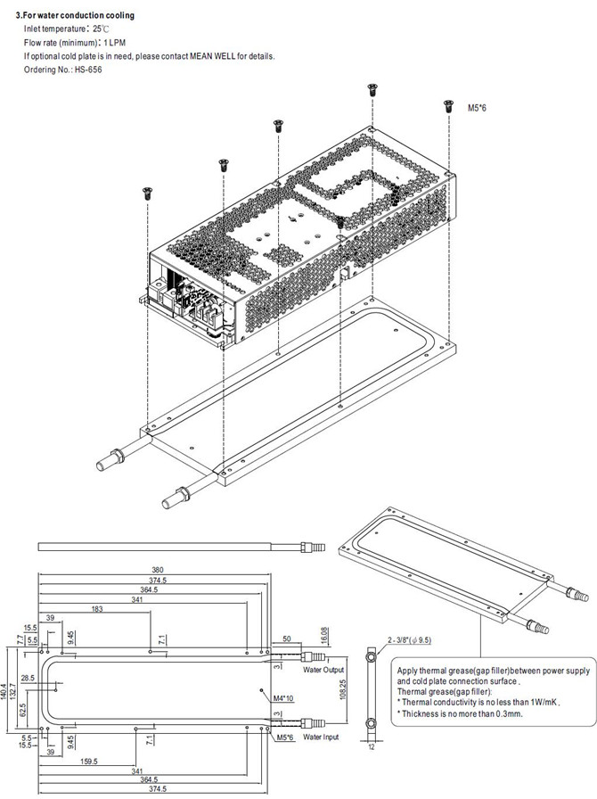 Meanwell PHP-3500-HV Series Mechanical Diagram