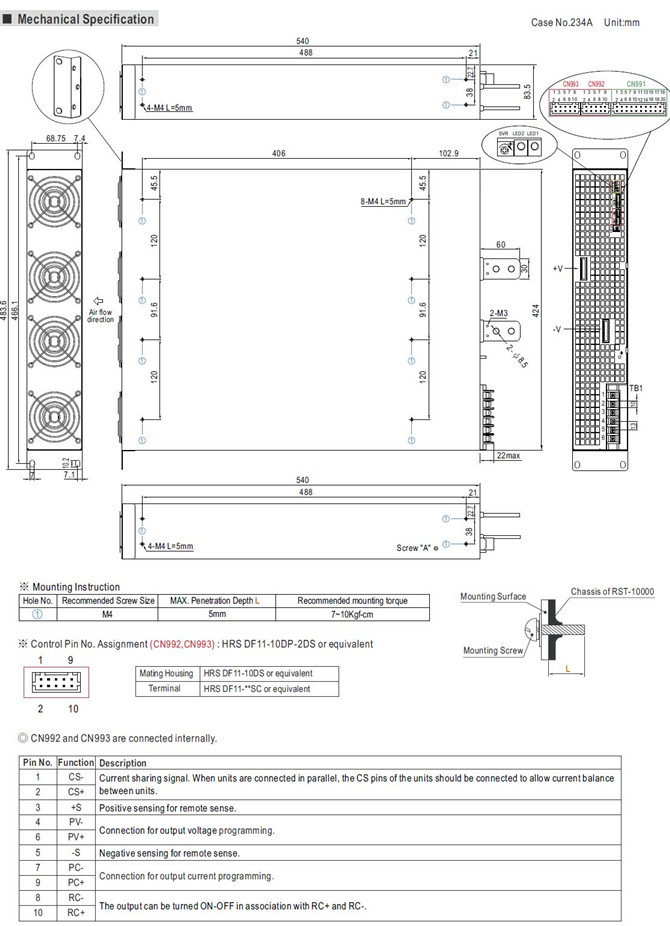 Meanwell RST-10000 Meanwell RST-10000 price and spes 10K  ac dc single out enclosed PFC YCICT