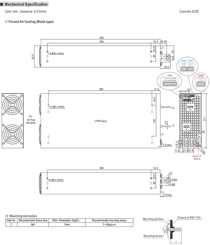 RST-7K5-HV Meanwell 7.5KW 3ψ 4W Input With High Voltage Output RST-7K5-115 RST-7K5-230 RST-7K5-380 enclosed type YCICT