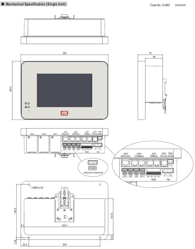 Meanwell CMU2-R Mechanical Diagram Meanwell CMU2-R PRICE AND SPECS NEW AND ORIGINAL YCICT