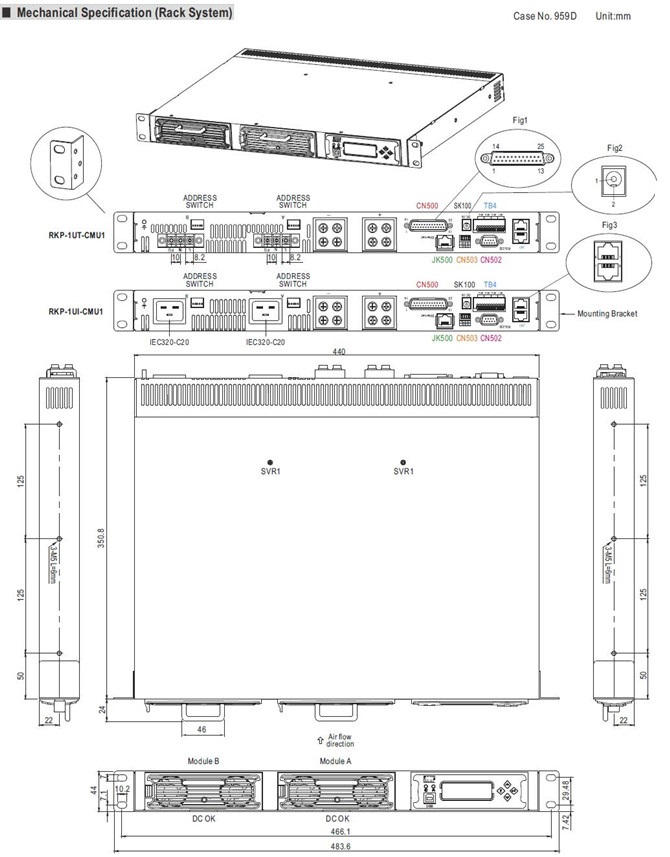 Meanwell RKP-1U-CMU1 Mechanical Diagram Meanwell RKP-1U-CMU1 price and specs meanwell rkp ycict