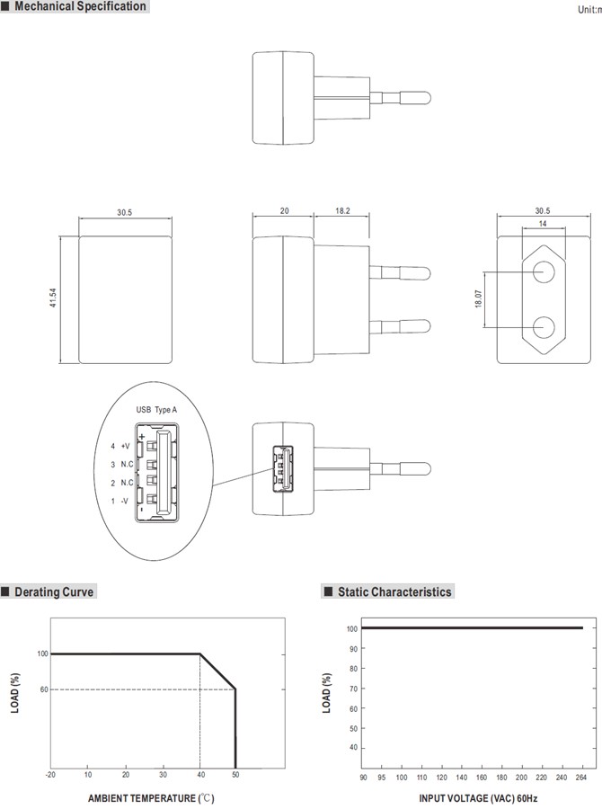 Meanwell GS05E-USB Price and Specs 5W AC-DC Industrial Adaptor Compact size LPS Pass 2 pole Euro plug 5V 1A YCICT