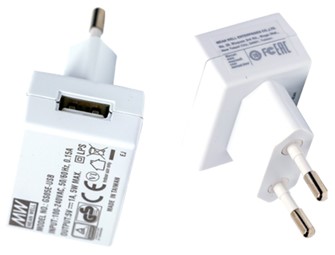 Meanwell GS05E-USB Price and Specs 5W AC-DC Industrial Adaptor Compact size LPS Pass 2 pole Euro plug EU ErP 5V 1A YCICT
