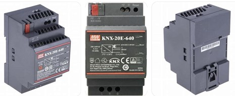 Meanwell KNX-20E-640 price and specs 640mA KNX power supply compact size with 3SU (52.5mm) width 180-264VAC Input YCICT