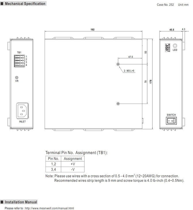 Meanwell ENP-240-48 Price and Datasheet 240W Charger External Battery Charger Desktop Type Power Supply AC/DC PFC YCICT