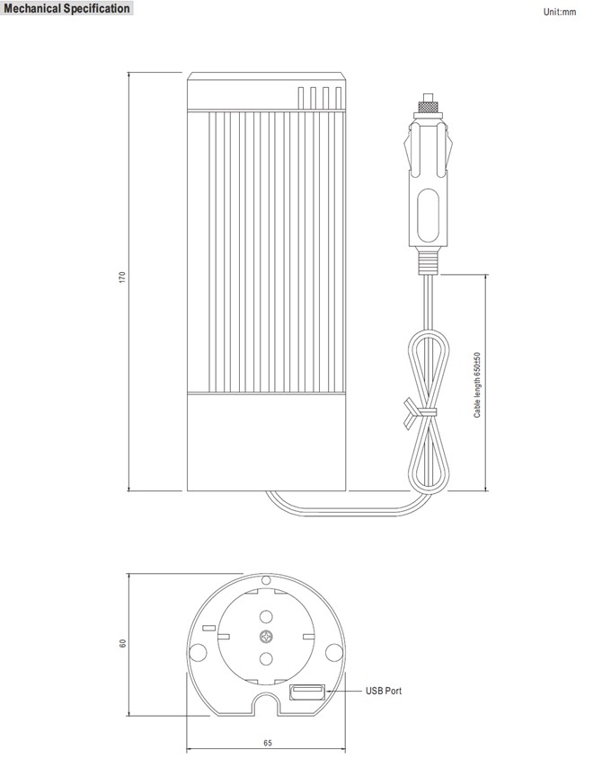 A301-100-F3 Meanwell Power Supply 100W Modified Sine Wave DC-AC Power Inverter A302-100-F3 A301/302 YCICT