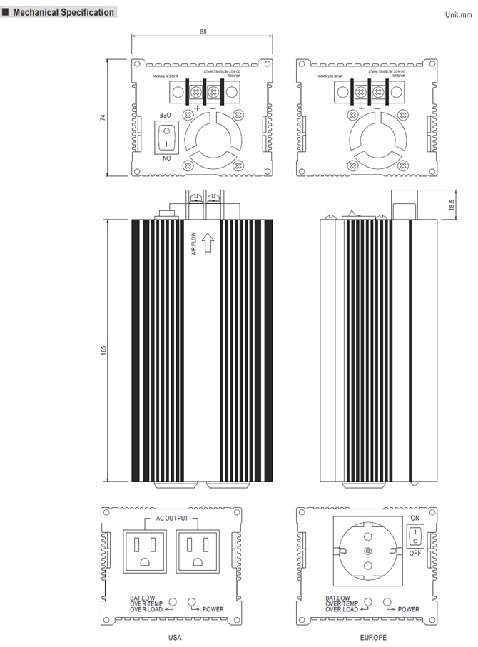 A301-300-B2 Meanwell Power Supply 300W Modified Sine Wave DC-AC Power Inverter A301-300-F3 A302-300-B2 A301/302 YCICT