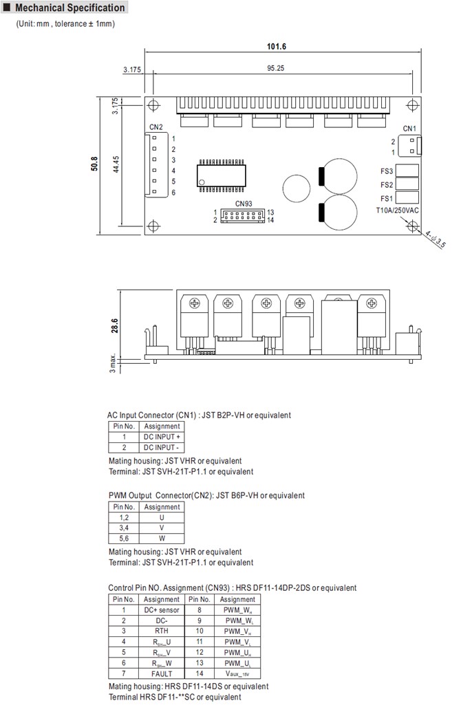 VFD-350P-48 Meanwell 350W 48V DC Input Variable Frequency Drive Module VFD Series 4x 2 miniature size good price YCICT