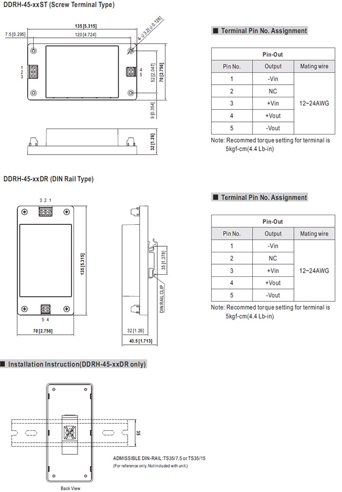 Meanwell DDRH-45-15 price and datasheet 45W 150~1500Vdc Input DC-DC Converter DDRH-45-15P DDRH-45-15ST DDRH-45-15DR YCICT