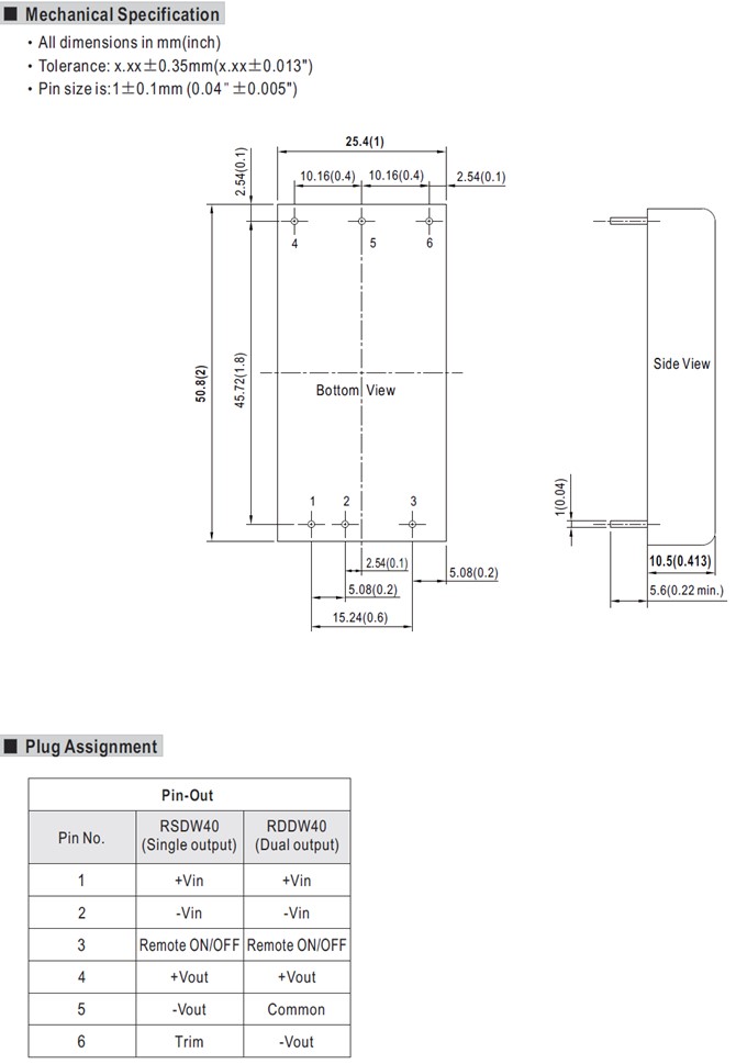 RSDW40F Meanwell Power Supply 40W Railway DC-DC Converter RSDW40F-03 RSDW40F-05 RSDW40F-12 RSDW40F-15 YCICT 