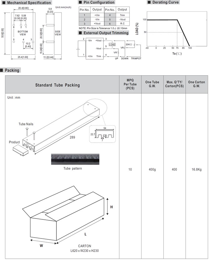 SKA20-12 Meanwell Power Supply 20W DC-DC Regulated Single Output Converter SKA20A-12 SKA20B-12 SKA20C-12 SKA20 YCICT
