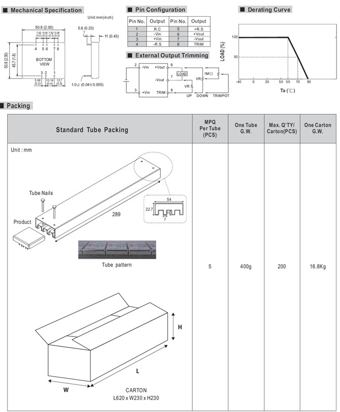 SKA60-12 Meanwell Power Supply 60W 12V DC-DC Regulated Single Output Converter SKA60A-12 SKA60B-12 SKA60C-12 SKA60 YCICT
