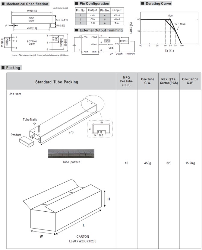 SKM50-05 Meanwell Power Supply 50W 5V DC-DC Regulated Single Output Converter SKM50-05 SKM50-12 SKM50-15 YCICT 