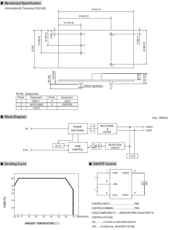 NSD05-12S Meanwell Power Supply 5W DC-DC Single Output NSD05-12S3 NSD05-12S5 NSD05-12S12 NSD05-12S15 NSD05-48S YCICT