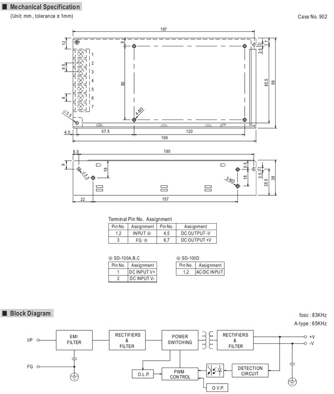 SD-100-5 Meanwell Power Supply 100W Single Output DC-DC enclosed Converter SD-100A-5 SD-100B-5 SD-100C-5 SD-100D-5 YCICT