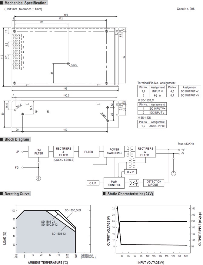 SD-150-24 Meanwell Power Supply 150W 24v Single Output Converter SD-150B-24 SD-150C-24 SD-150D-24 SD-150-12 YCICT